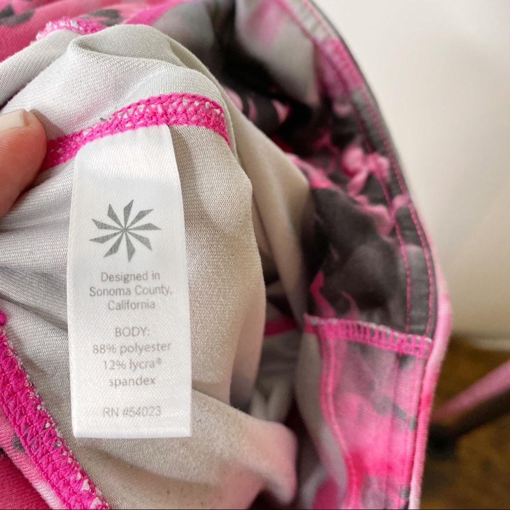 ATHLETA Chaturanga Bloom Floral Rose Leggings Pink Grey Small - Picture 13 of 15